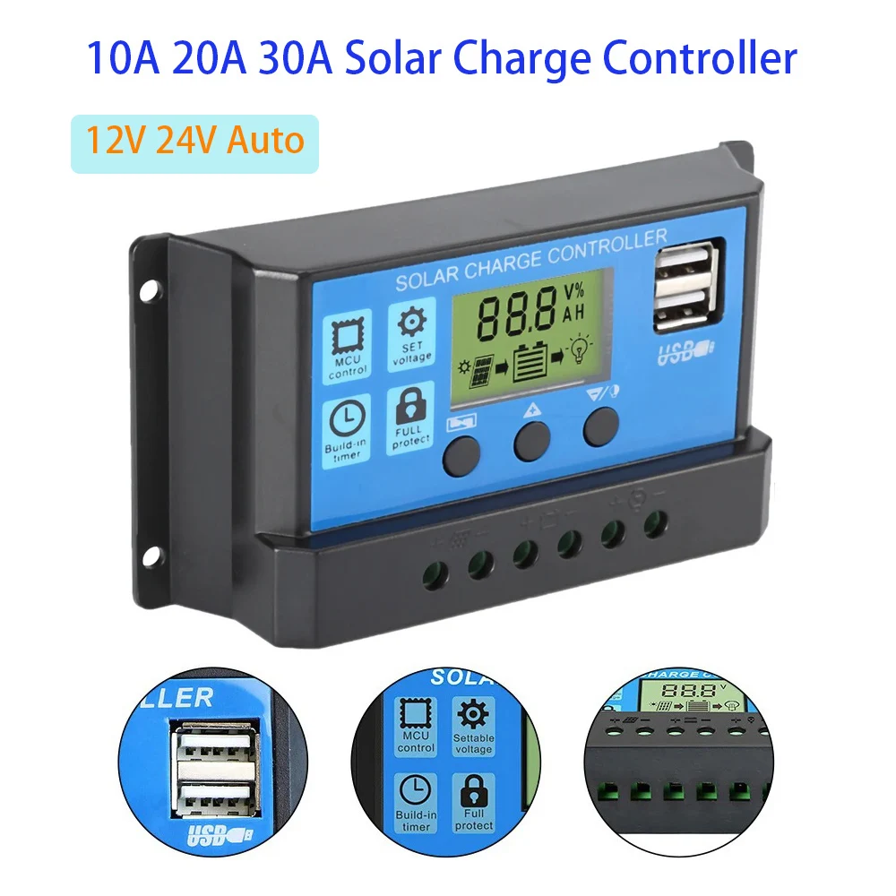 Контроллер заряда и разряда солнечной батареи 10А 20А 30А Солнечный регулятор с