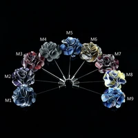 handmade mens suit brooch floral lapel check stitching multi petal flower long knit brooch pin for wedding prom women jewelry