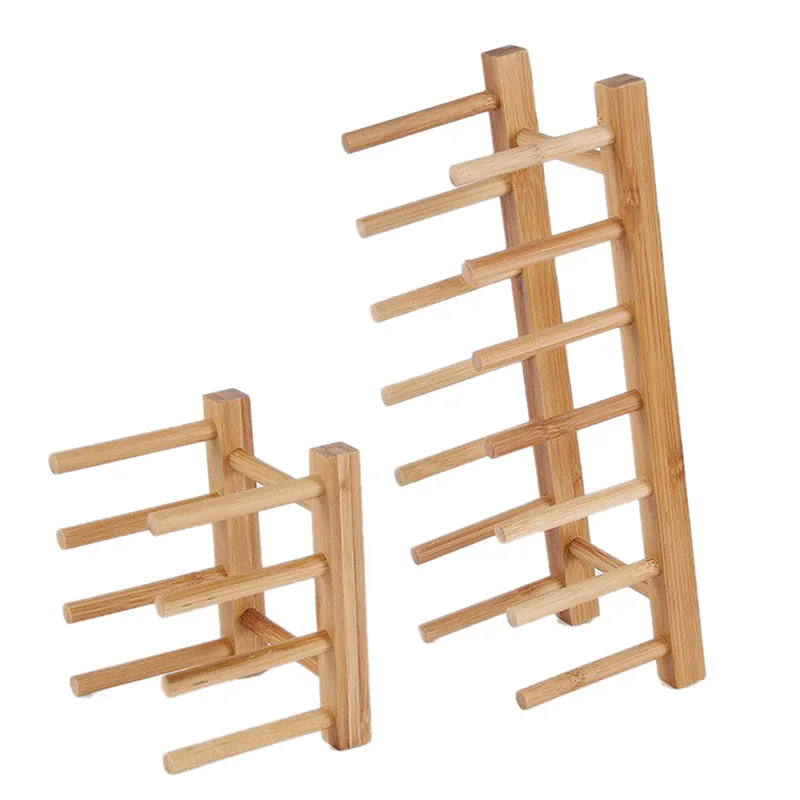 

Display Rack Wooden Bowl Plate Dish Stand Holder Wood Chopsticks Drainer Lids Cover