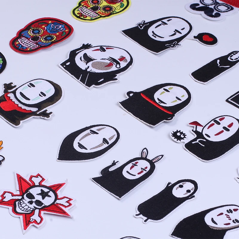 

Thermoadhesive Hippie Rock Skull Punk Sticker Cartoon Anime Iron on Embroidered for Clothing Fusible Patch DIY Jacket Applique