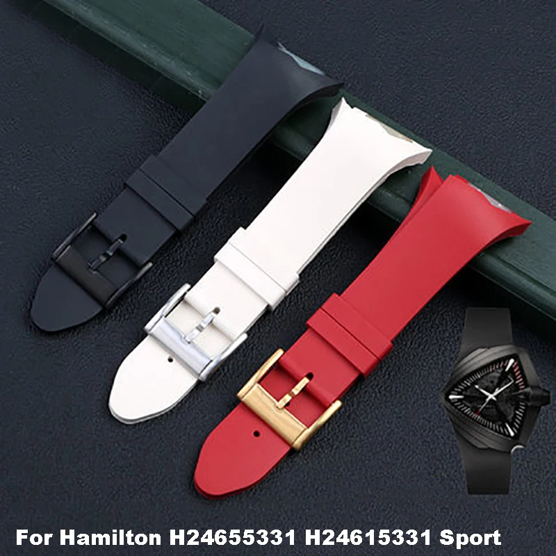 

Rubber Watchband For Hamilton Adventure Series Anniversary Elvis Presley H24655331 H24615331 Men Sport 25mm Black Silicon Strap