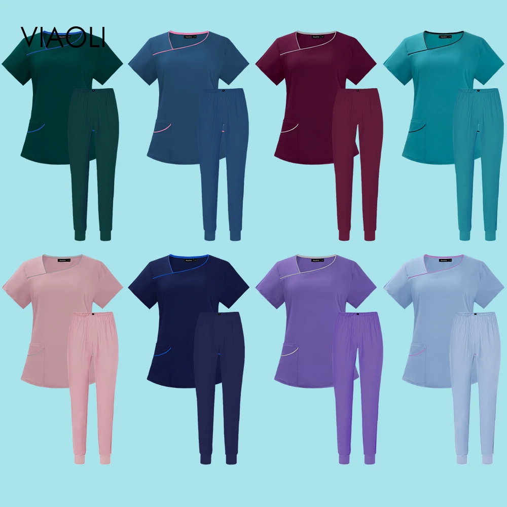 

Hospital Doctor Scrubs Women Uniform Multicolor Beauty Salon Nursing Uniform Jogging Pants Spa Uniform vet summer Work Clothes