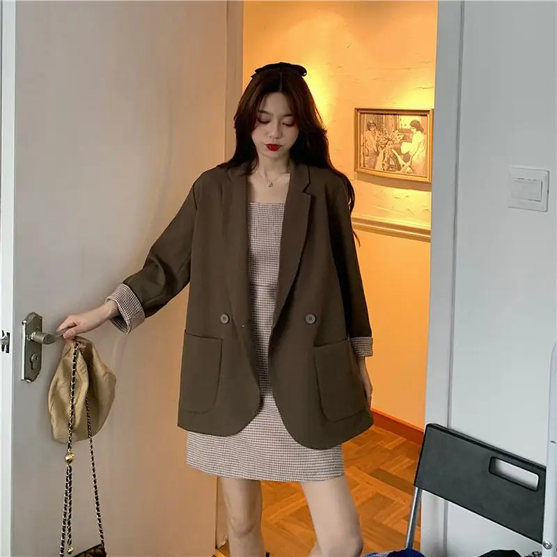 

Casual Small Suit Jacket Women Autumn 2022 New Style Korean Loose Wild British Style Suit Women's Jacket Trend Women Blazers No