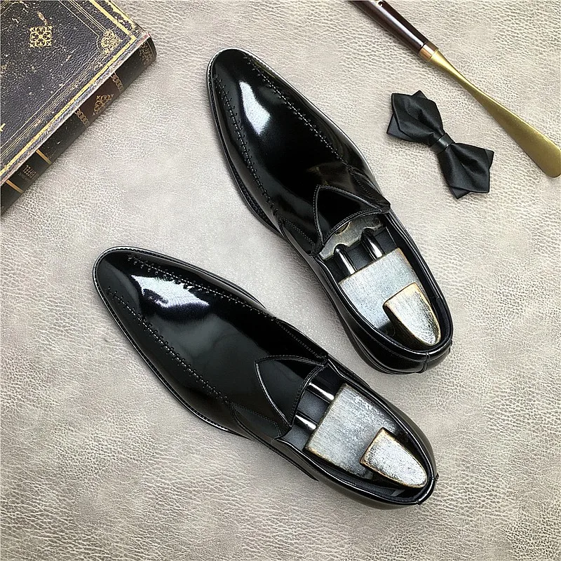 Туфли мужские классические без застежек натуральная кожа заостренный носок