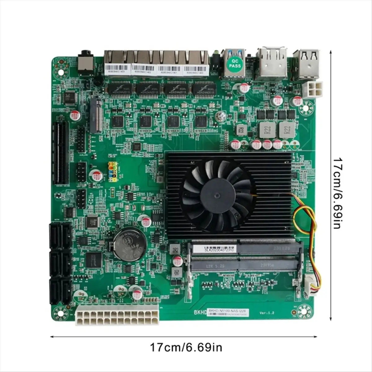 Фото Материнская плата N5105 для NAS-систем и программных маршрутизаторов, ITX-форм-фактор, с сетевым портом 2.5G, 6 портами SATA, процессор 11-го поколения №5