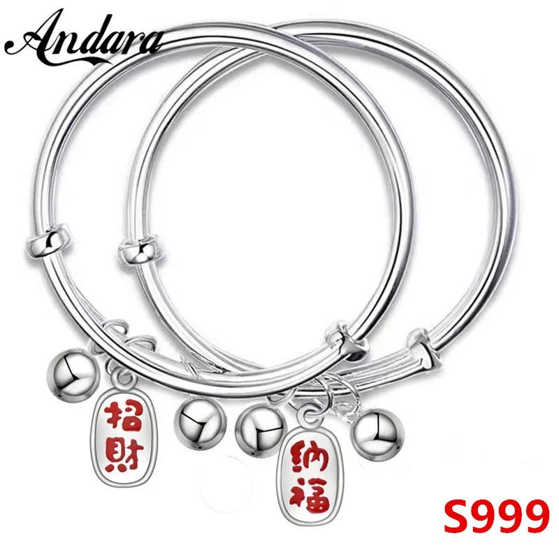 

High Jewelry 100% Sterling Silver S999 Bracelet Baby Girl Boy Gift Children's Jewelry Gift Bracelet