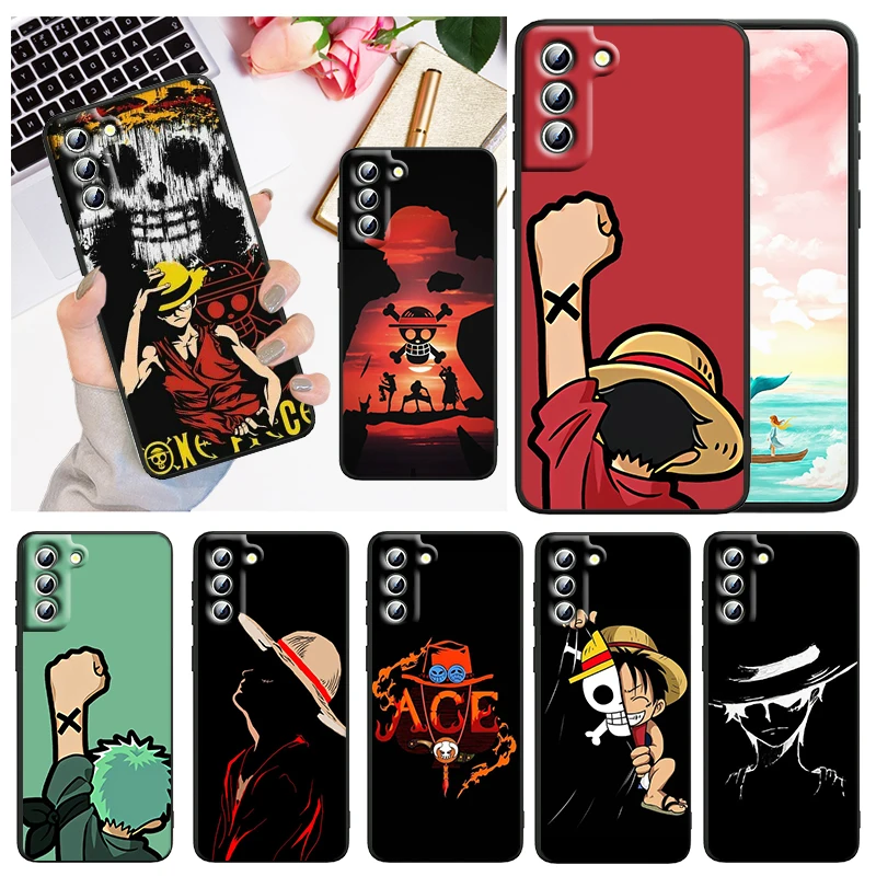 

Japanese One Piece Luffy For Samsung Galaxy S22 S21 S20 FE Ultra Pro Lite S10 5G S10E S9 S8 Plus Black Soft Capa Phone Case