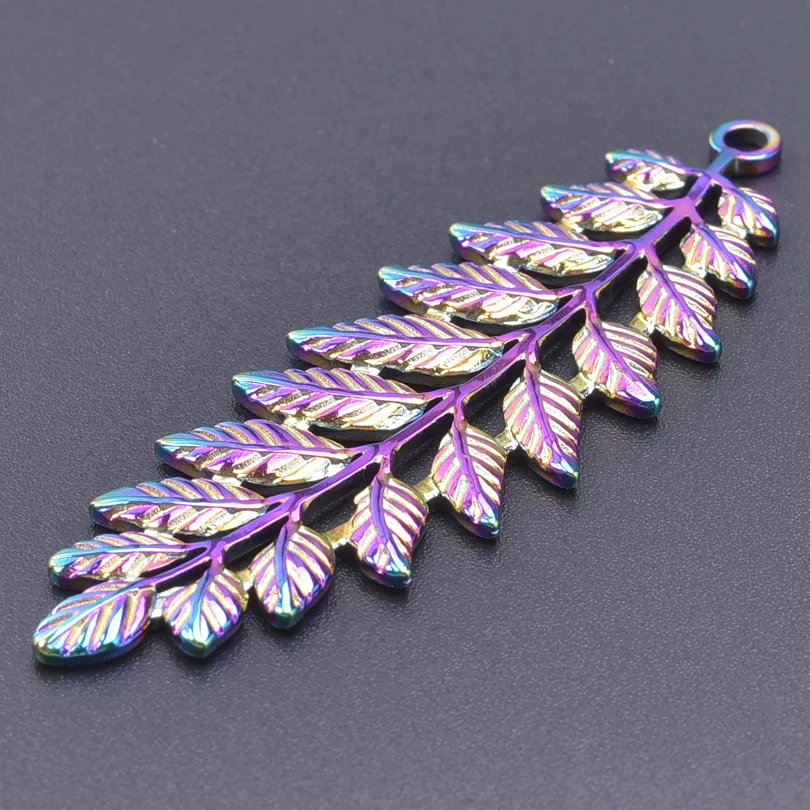3pcs/Lot Leaves Shape Charms For Jewelry Bracelet Necklaces Making Stainless Steel Pendants Metal Materials Accessories Handmade