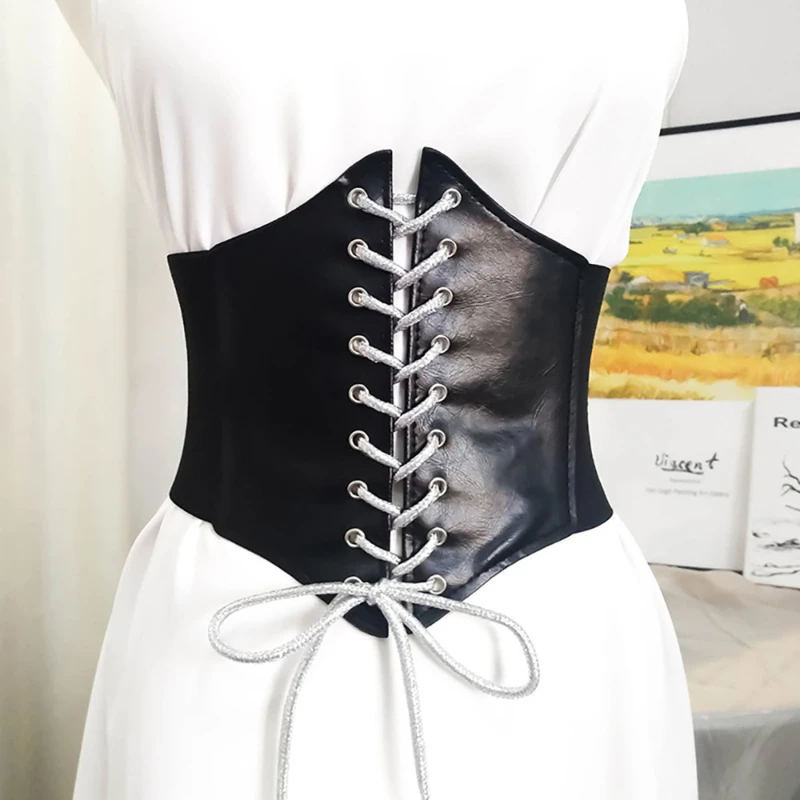 

Black Sexy Women's Corset Top Female Gothic Clothing Underbust Waist Sexy Bridal Bustier Body Slimming Wide Belts Dress Girdle