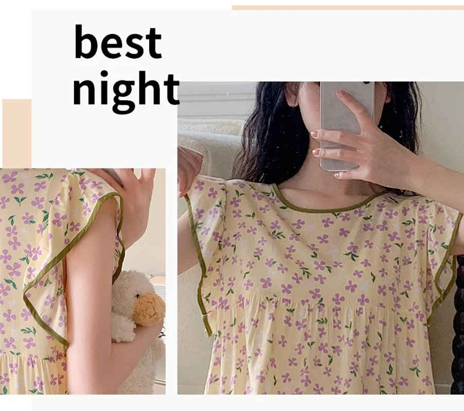 Round-neck Sleeveless Casual Night Wears For Women Attractive Nightwear Summer Pajamas Loungewear Homewear Big Size Clothing