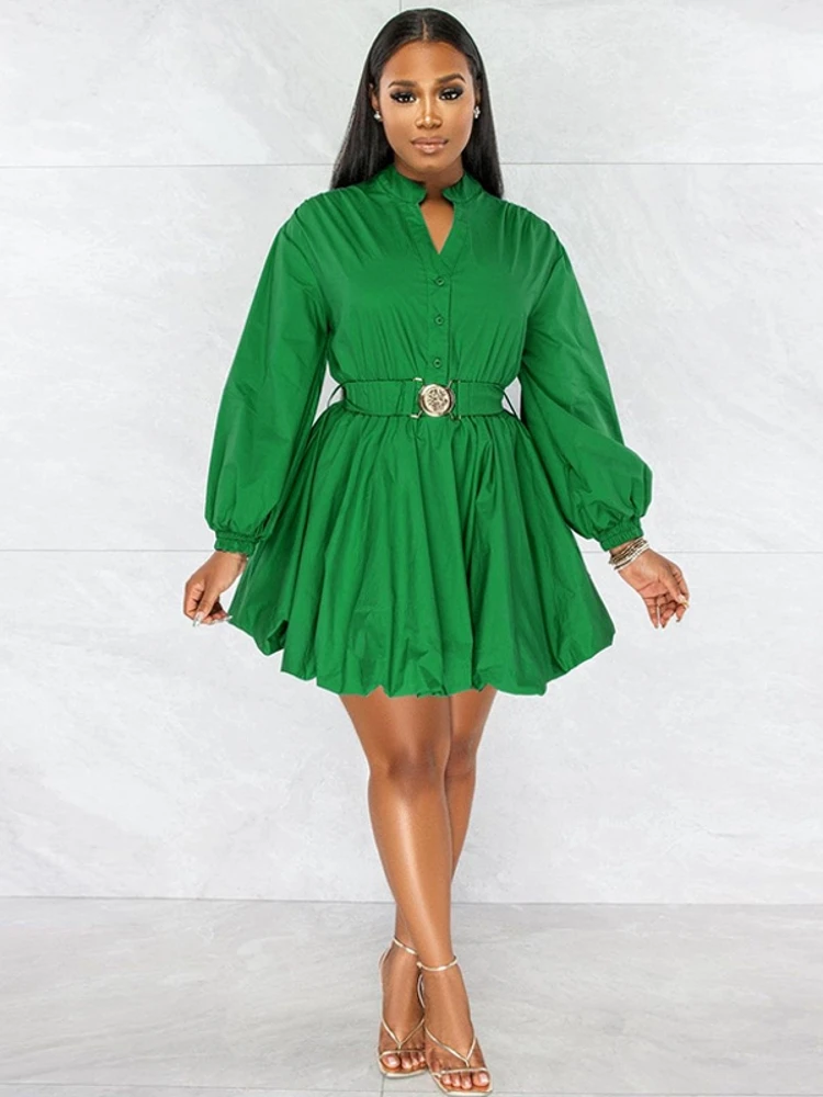 

Женское весенне-осеннее платье с поясом на талии