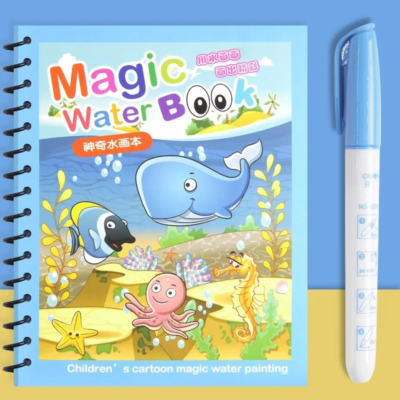 

Early Education Chidren Magical Book Water Drawing Montessori Toys Gift Reusable Coloring Book Magic Water Drawing Book