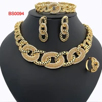 italian golden jewelry set womens necklace earrings colored rhinestones saudi style fine jewelry wedding party gift