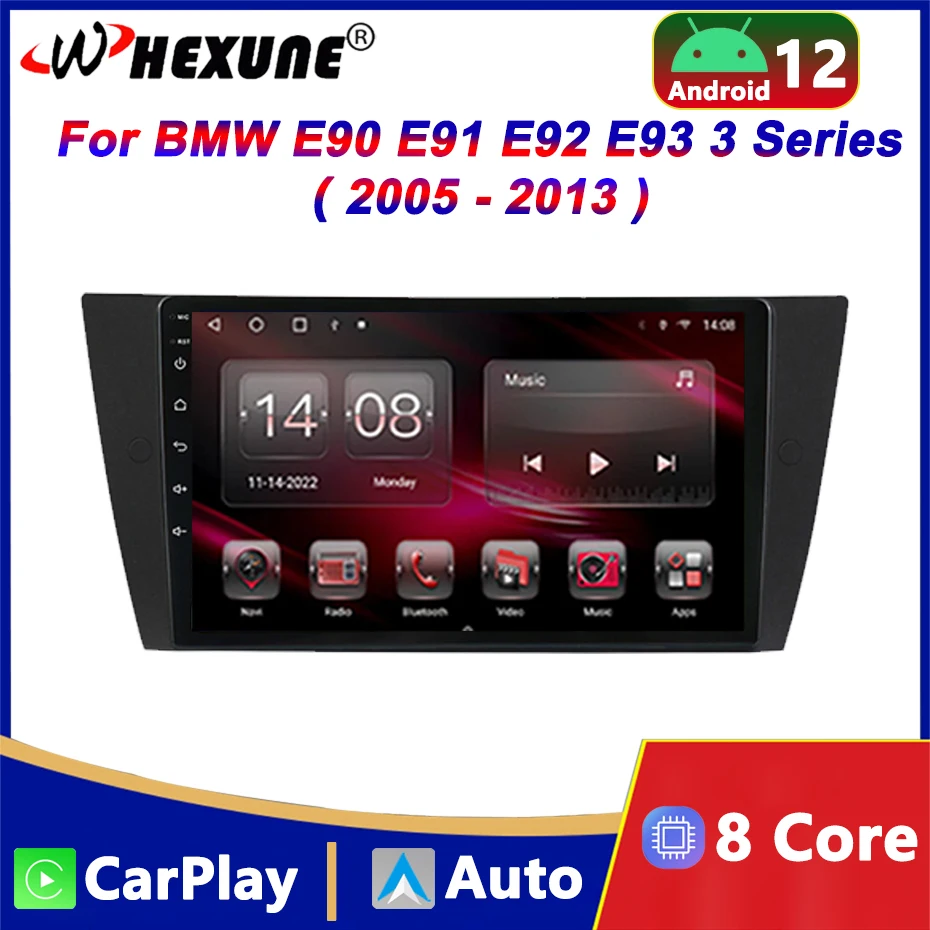 

4G Android 12 автомобильный радиоприемник, мультимедийный видеоплеер для BMW E90 E91 E92 E93 3 серии 2005-2013, wi-fi, Carplay, GPS-навигация, головное устройство