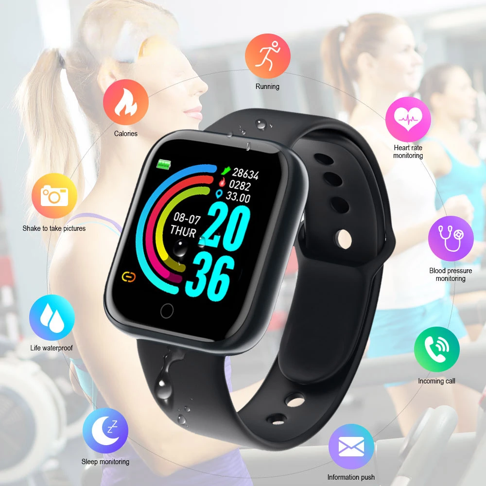 

D20 Pro Smart Watch Y68 Bluetooth Fitness Tracker Sports Watch Heart Rate Monitor Blood Pressure Smart Bracelet for Android IOS