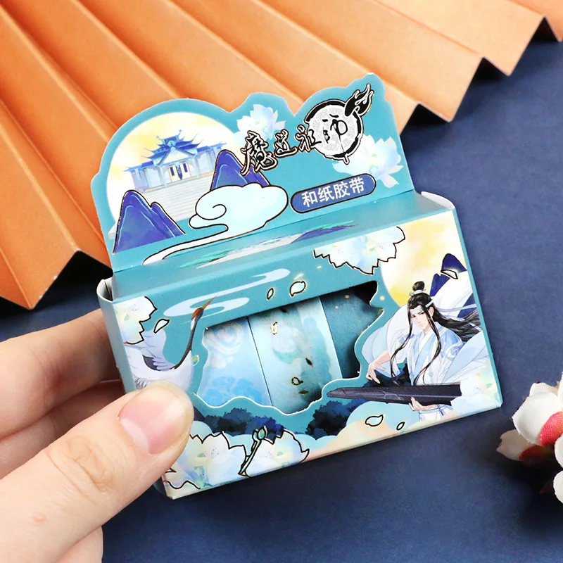 5Pcs/Set Anime Grandmaster of Demonic Cultivation Bronzing Washi Tape Lan Wangji Wei Wuxian Figure Adhesive Label Sticker - купить по