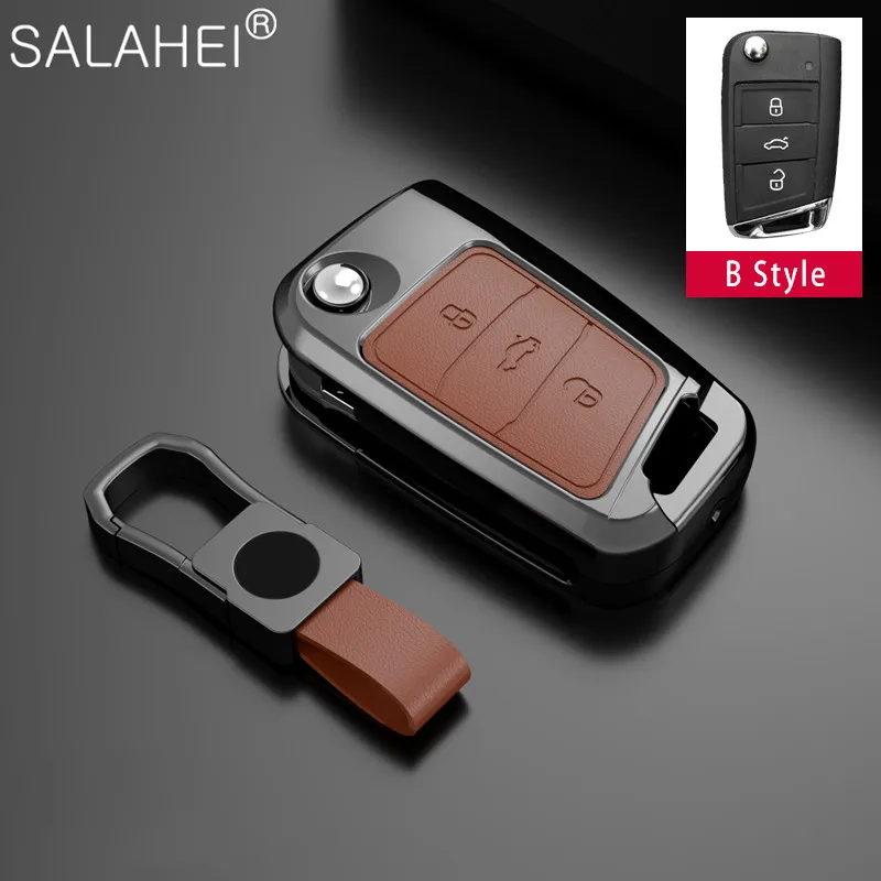 

Car Key Case For VW Volkswagen Polo Golf 4 5 6 7 T5 MK7 Tiguan Passat B6 B5 B7 For Seat Ateca Leon FR Ibiza Skoda Octavia Kodiaq