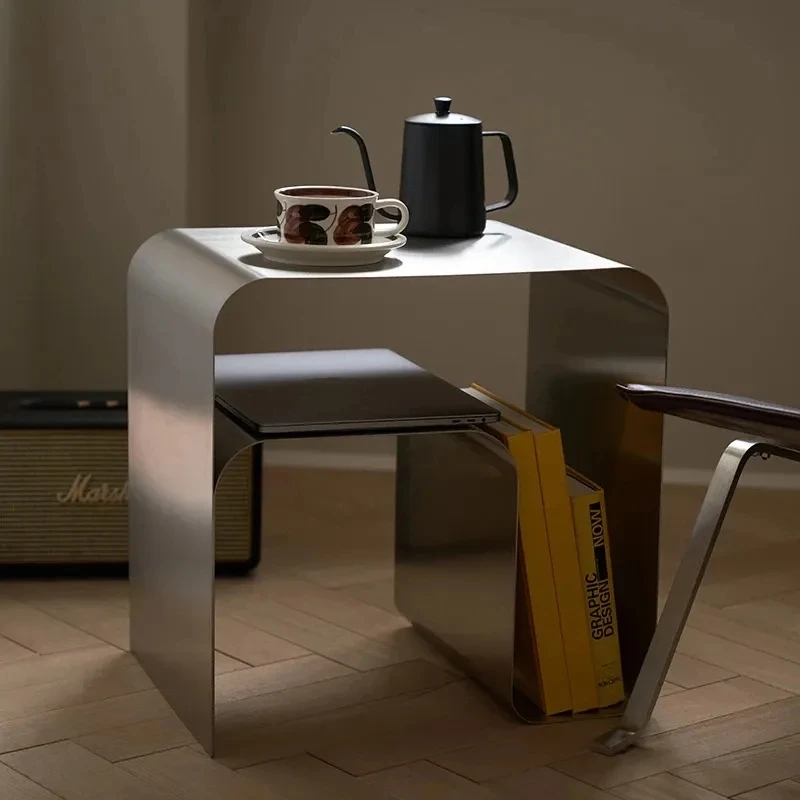 

Medieval Minimalist Stainless Steel Bedside Table Side Table One-piece Locker Coffee Table Vintage Bauhaus
