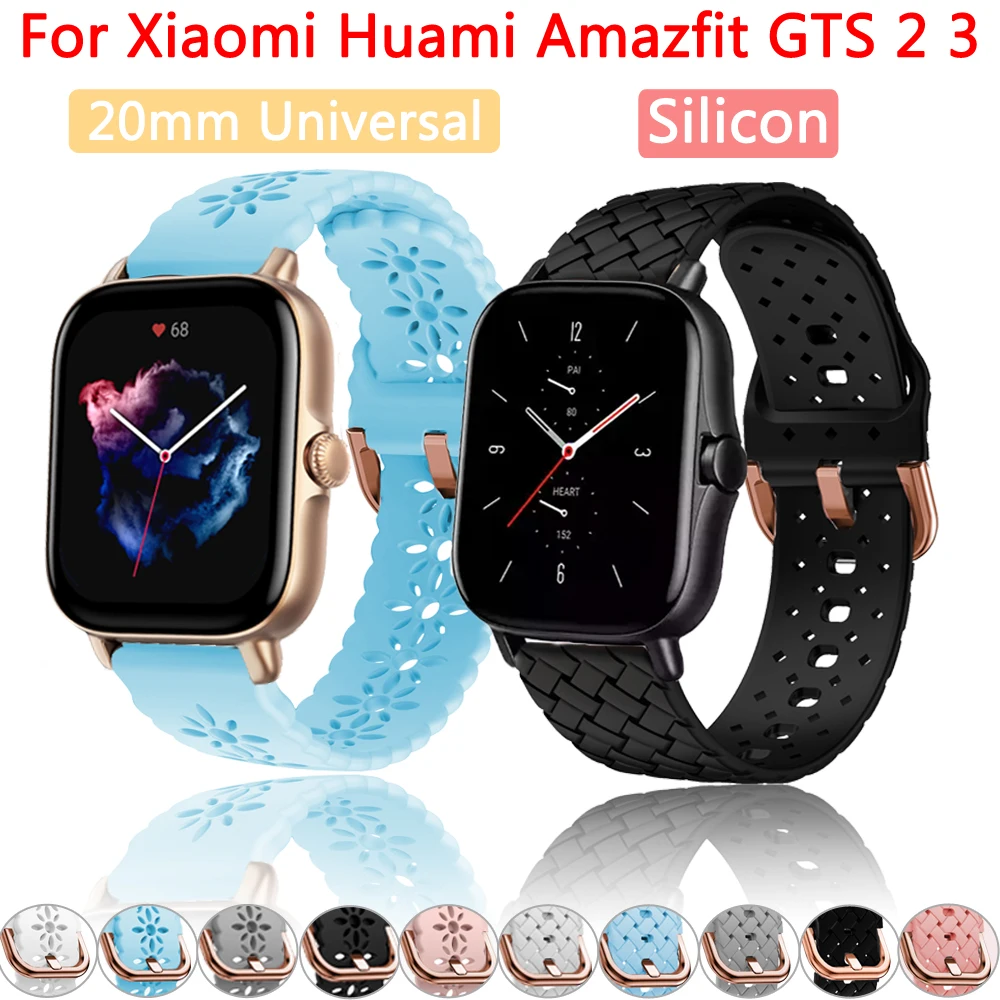 

Ремешок силиконовый для смарт-часов Xiaomi Huami Amazfit GTS 2 2e 3, спортивный браслет для Amazfit BIP GTR 42 мм, аксессуары для наручных часов, 20 мм