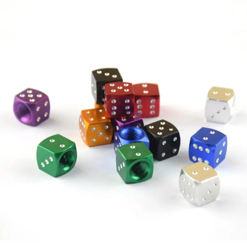 

4pcs Car Tire Valve Caps Aluminum Alloy Dice Style Tire Stem Cover Universal Air Dust Caps for Auto Truck Motorcycle Bicycle