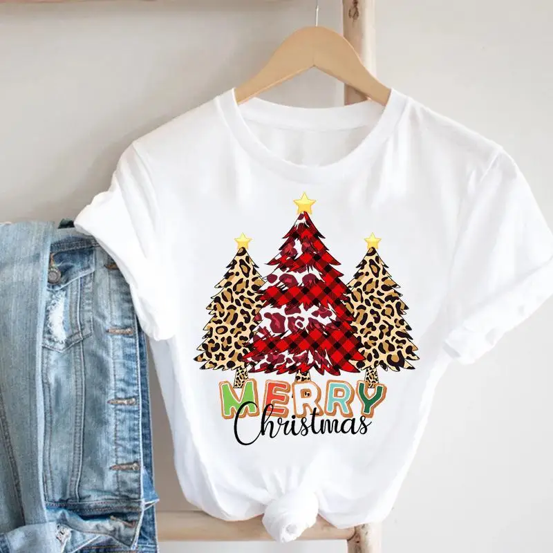 

Merry Christmas Women 2022 Winter Lovely Holiday Cartoon Tshirt Happy New Year Trend Print Graphic T-shirts Top Travel Tee