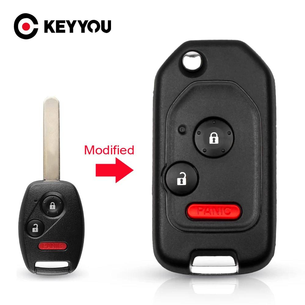 KEYYOU 2/3/4 Button Flip Folding For Honda Accord CRV Pilot 2007 2008 2009 2010 2011 2012 2013 New Modified Car Key Remote