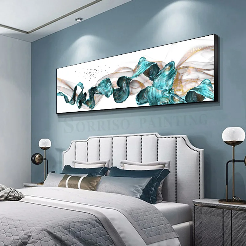 

Abstract Golden Jade Splash Fine Wide Format Wall Art Canvas Paintings Print Poster Pictures Decoration Home Bedroom Living Room