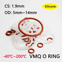 100pcs redwhite vmq o ring sealing gasket thickness cs 1 9mm od 5mm 14mm silicone rubber o ring waterproof washer non toxic