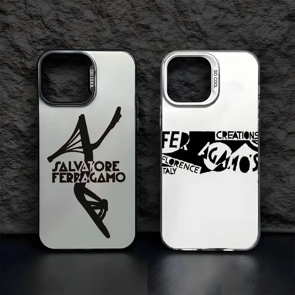 Фото Fashion F-FerragamoES Logo Phone Case For iPhone 17 16 15 14 13 12 11 Pro Max Air multicolor Matte Laser Metallic Aurora Funda №2
