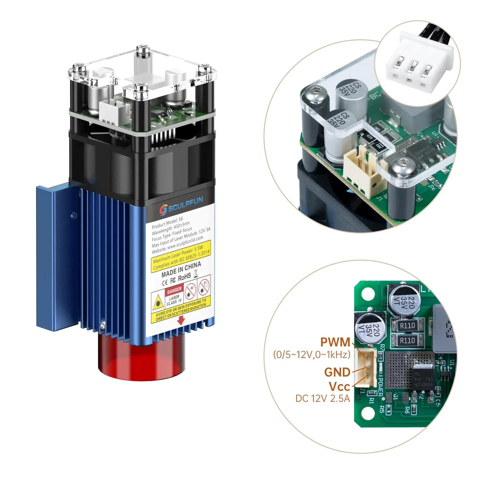 SCULPFUN S6 модуль лазерных гравировальных машин мощность 30 Вт для дерева кожи акрила