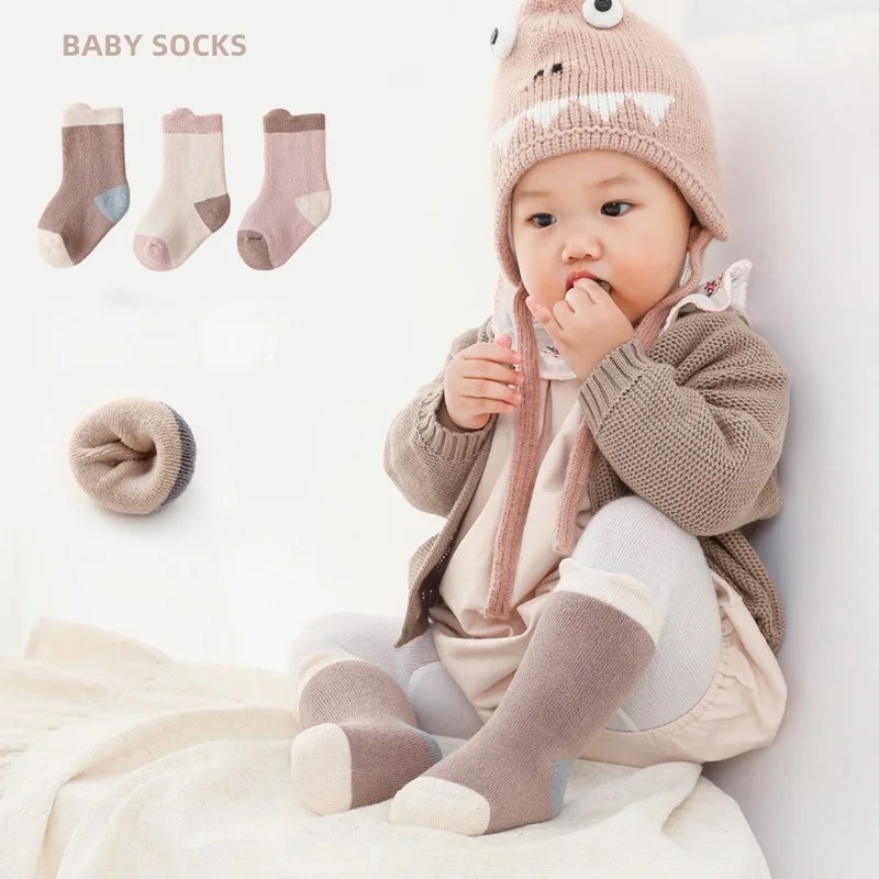 

3Pairs 0-5Y Baby Winter Thicken Socks Infant Toddler Boys Terry Sock Newborn Girls Warm Clothes Stuff Kids Cotton Cute Bear Sock