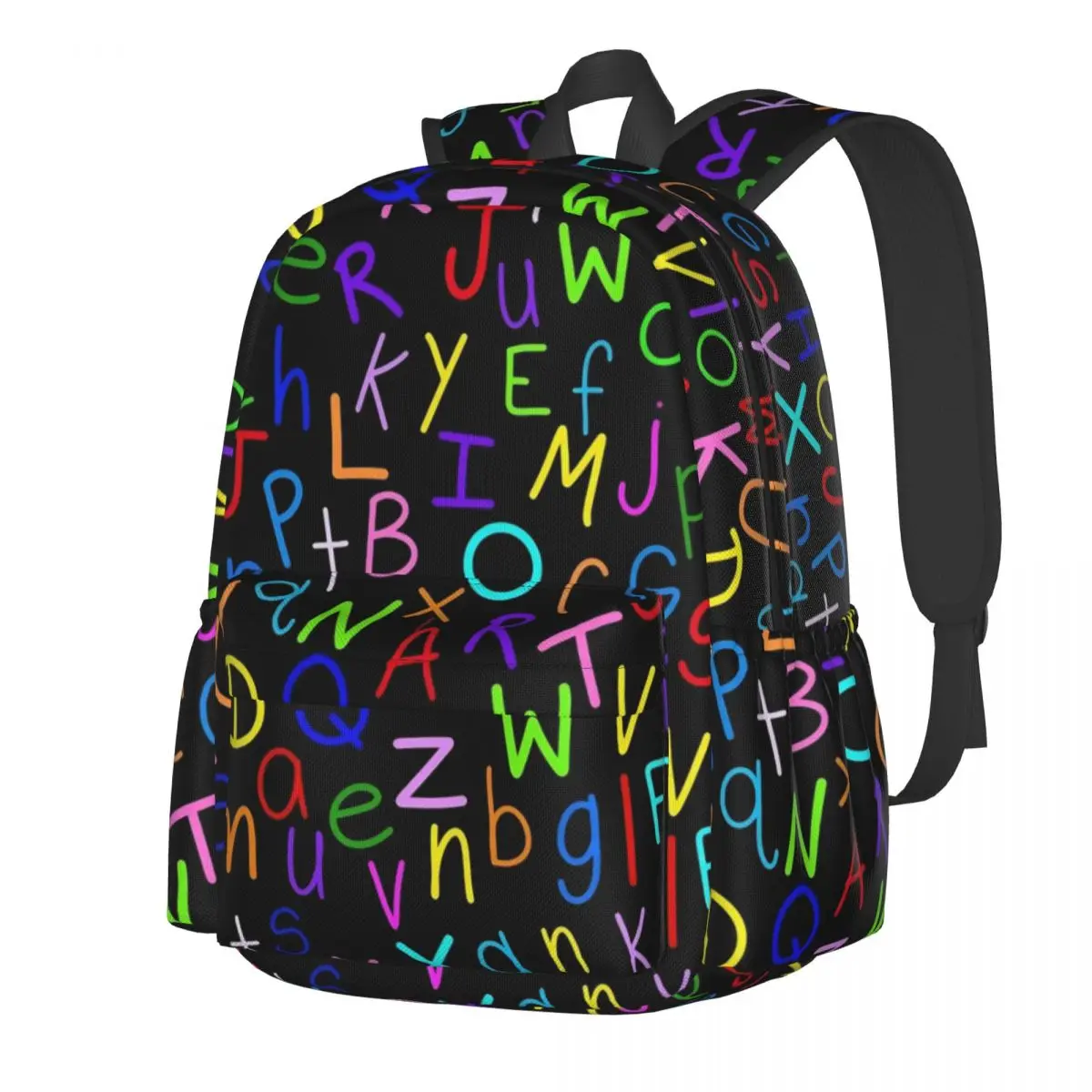 

Colorful Letter Print Backpack Alphabet Soup Outdoor Style Backpacks Women Cool School Bags Designer Soft Rucksack