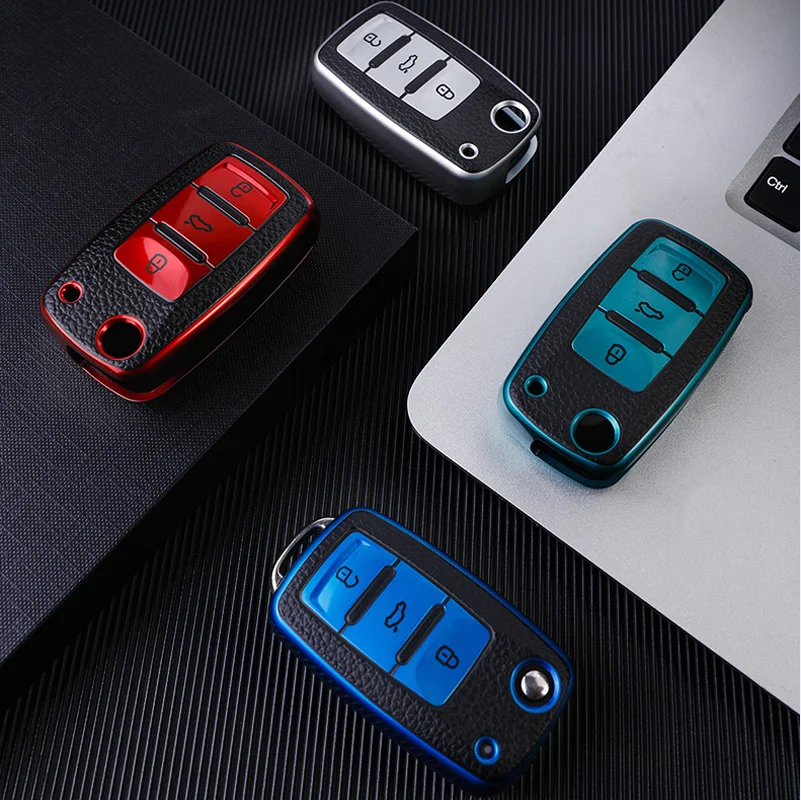 

Fashion TPU Car Key Cover Protect Case For Volkswagen VW Bora Polo Tiguan Jetta Passat B5 B6 B7 MK2 Golf Beetle Skoda Octavia A7