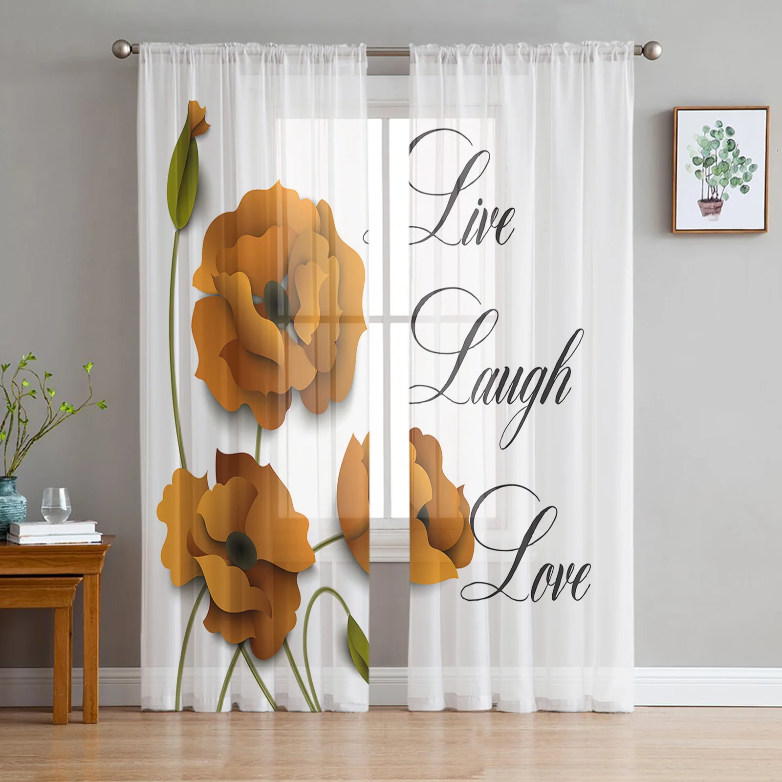 

Желтые цветы, маки, живой смех, любовь, прозрачные Занавески для гостиной, дома, спальни, Декор, кухня, тюль, занавески на окна