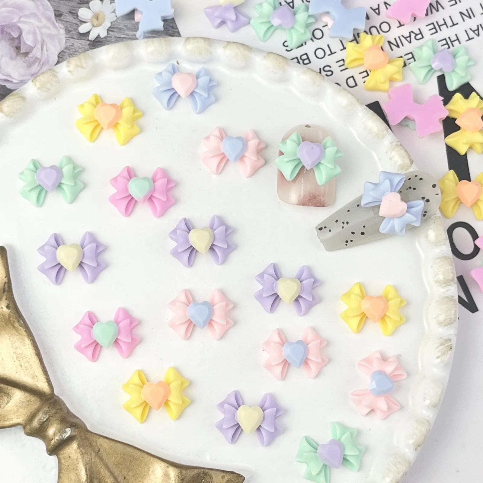 20 шт. мини-бантик с мультяшными подвесками для ногтей изготовления своими руками