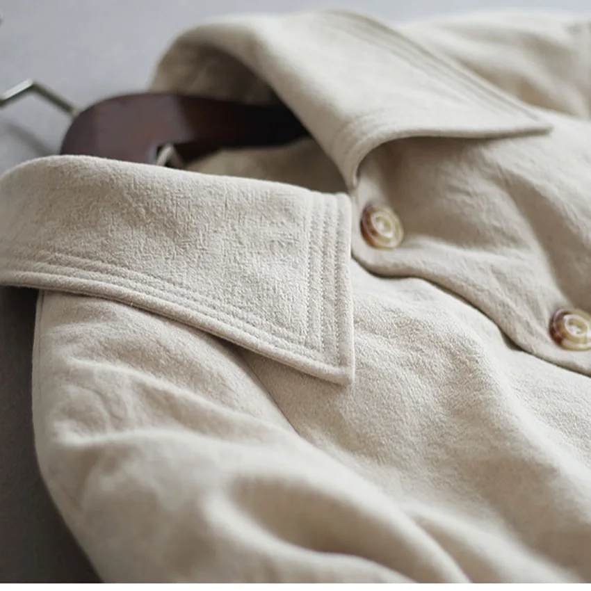 Casual literary and artistic extended thickened cotton linen goose down jacket Simple loose down 2020 winter new cotton clothing