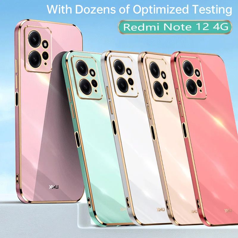 

For Redmi note 12 4G Case Luxury Plating gilding Soft Silicone Cover For Redmi POCO X5 Pro Plus 12C K60E Xiaomi 13 12TPro Civi2
