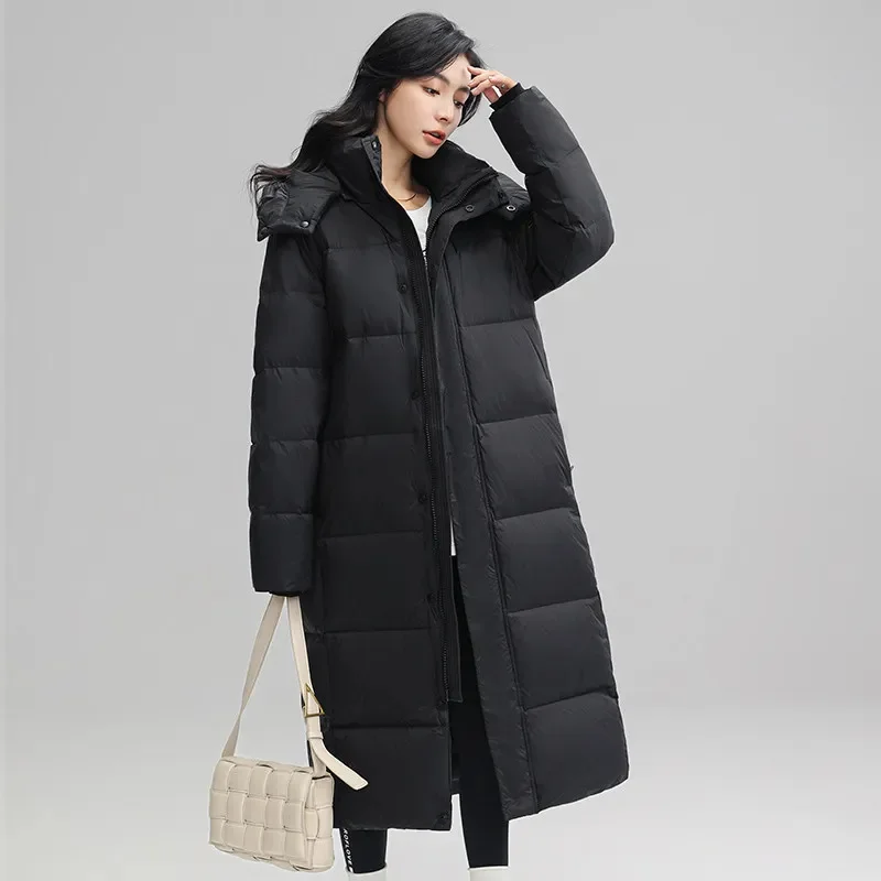 

Пуховик женский зимний длинный с капюшоном, до колена, Y4296