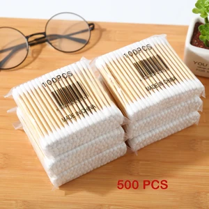 Double Head Wood Cotton Swab Women Makeup Lipstik Cotton Buds Tip Sticks Nose Ear Cleaning Health Ca in India