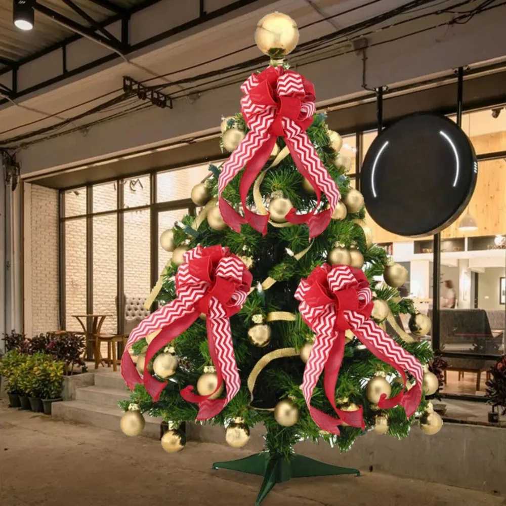 

Gorgeous Gliftered Look Christmas Decoration Bow With Long Streamers Pretty Christmas Tree Topper Red Bow Easy To Apply Pendant