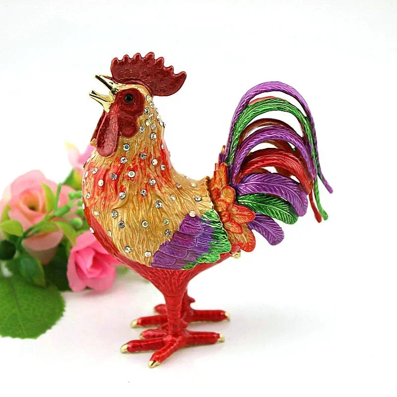 SHINNYGIFTS домашний декор коробки для безделушек с петухом на петлях эмалированная