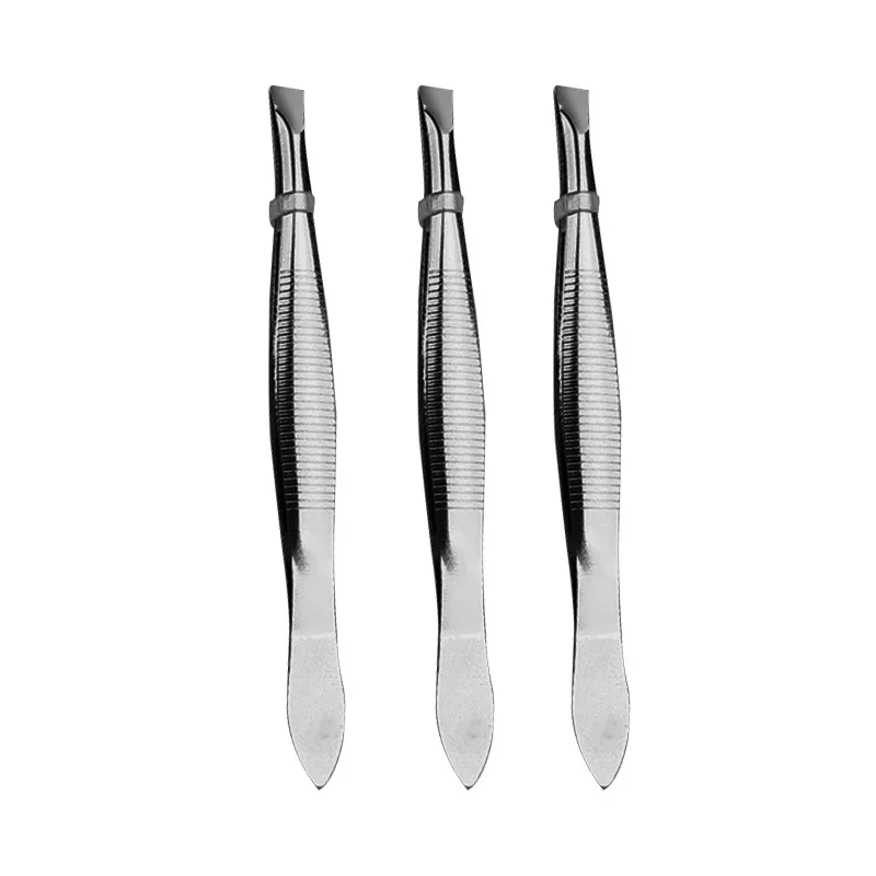 

Скошенный зажим для бровей из нержавеющей стали, универсальное средство для наращивания волос, пинцет для бровей с двойным веком