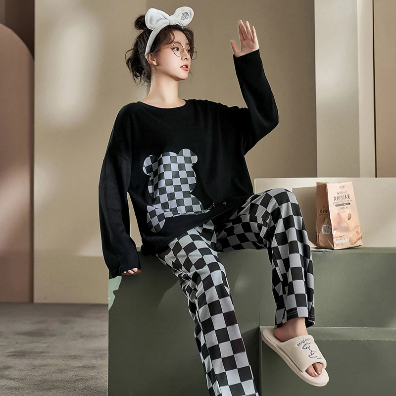 QUHENG Couple Pajamas Warm Sleepwear Pajamas for Set Long Sleeved Trousers Sleep Tops Women Men Pajamas for Sleeping Nightgown