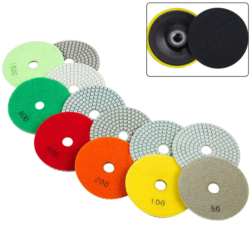 

7pcs 4inch Diamond Polishing Pads Flexible Rinding Discs Sanding Discs For Marble Granite Concrete Stone Ceramic Grinding Tools