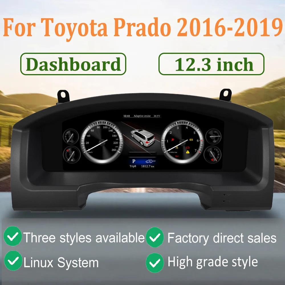 

ViKNAV 12,3 дюймовый цифровой манометр кластер для Toyota Prado 2016-2019 Автомобильный кластер для замены системы Linux
