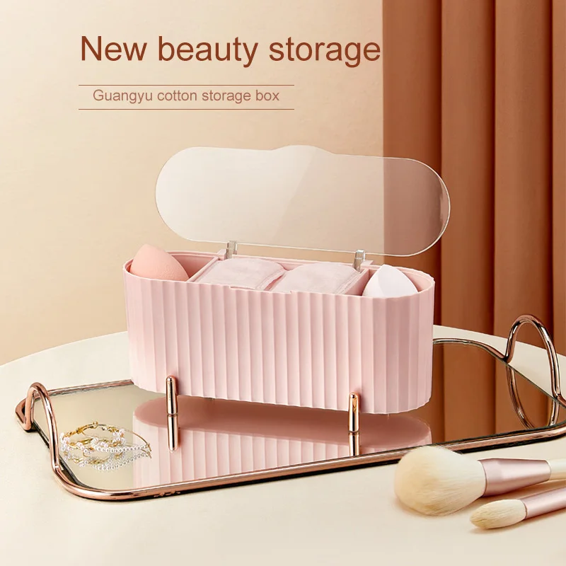 

Dustproof Cosmetic Cotton Storage Box Cotton Swab Beauty Egg Shelf Home Desktop Beauty Tools Organizing Box Makeup Case