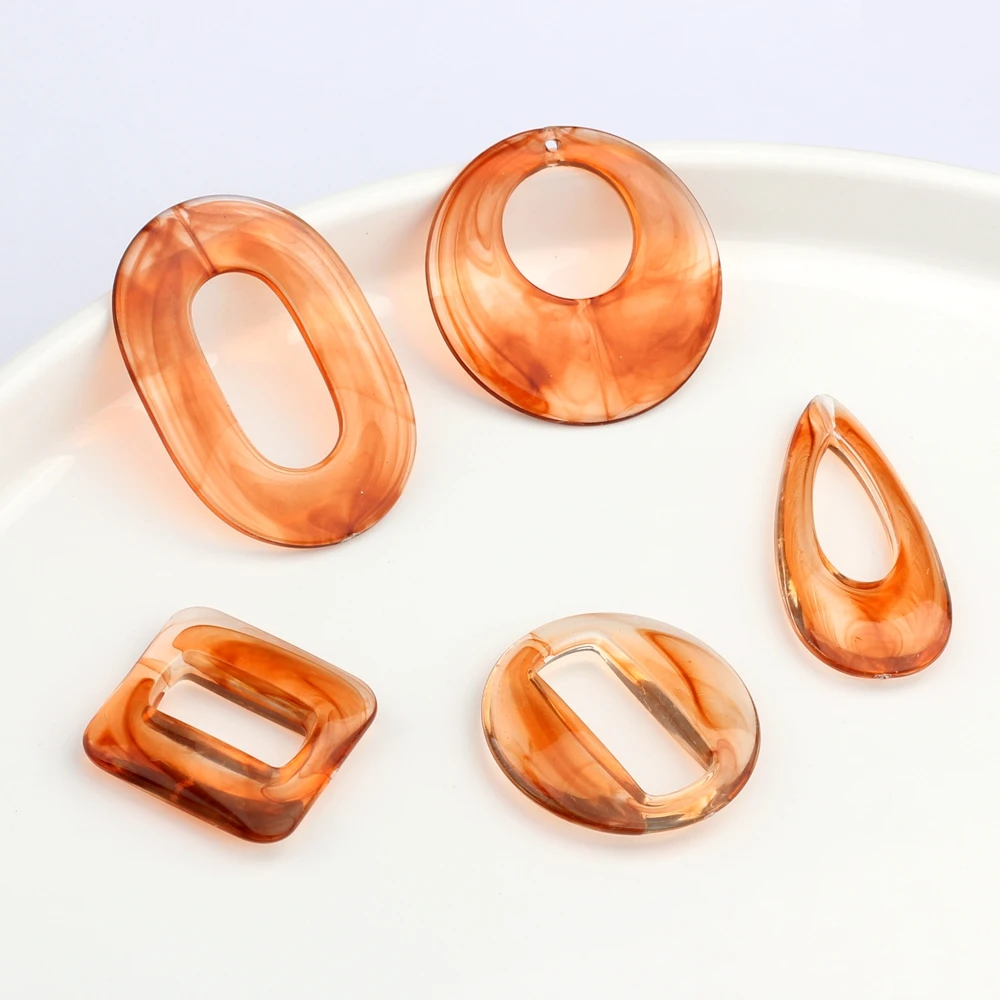 

Acrylic Round Various Geometric Shapes Loose Beads Charms 10pcs/lot For DIY Fashion Earrings Jewelry Making Accessories