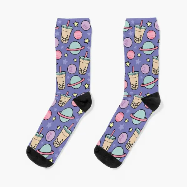 

Bubble Tea Universe Starry Kawaii Boba Crew Socks Winter Cartoon Funny Best Autumn Short Mens Girls Ladies Women Comfortable
