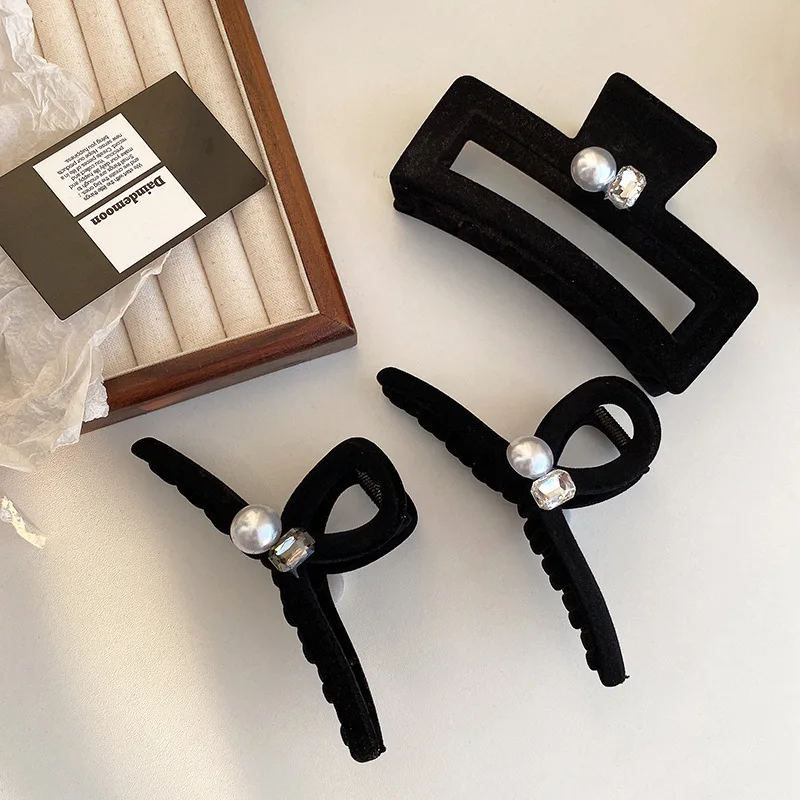 Большой черный жемчуг восьмисимвольный захват зажим для женщин высокая