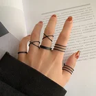 6 шт.компл. панк кольца на палец минималистичные гладкие Золотыечерные геометрические металлические кольца для женщин и девочек ювелирные изделия для вечерние Ринок бижутерия для женщин